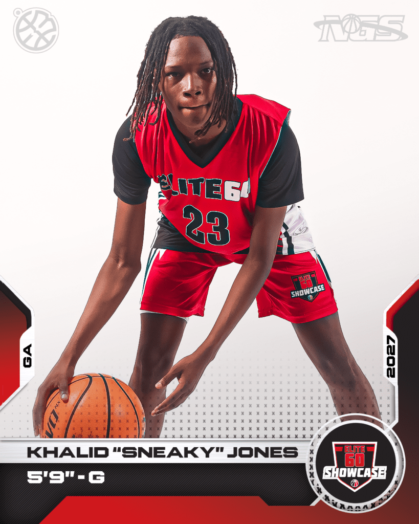 Khalid Jones, 5’9.” A boy playing basketball.