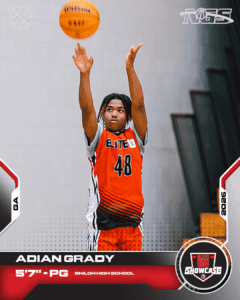 Adian Grady, 5’7.” A boy playing basketball.