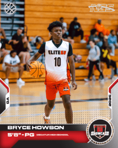 Bryce Howson, 5’8.” A boy playing basketball.