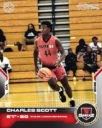 Charles Scott, 6’1.” A boy playing basketball.