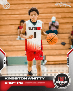 Kingston Whitty, 5’10.” A boy playing basketball.